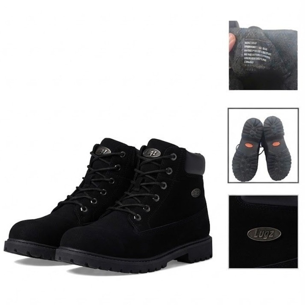 Lugz Womens Black Slip Resistant Work Boots Size 11 Utility Hiking Boots